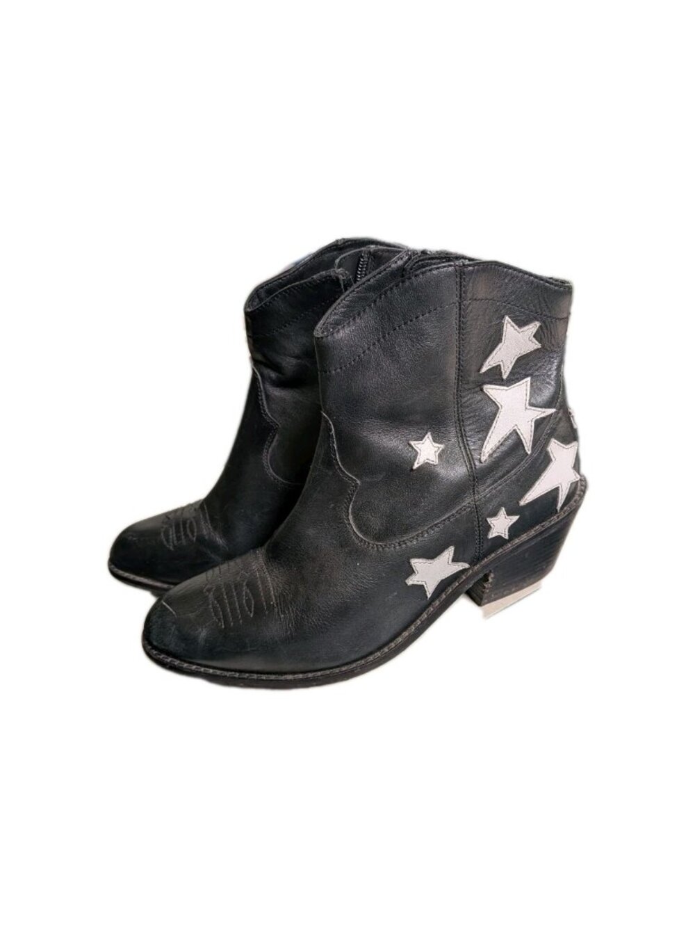 Anthropologie Seychelles Under The Stars Black Ankle Cowboy Boots Size 7